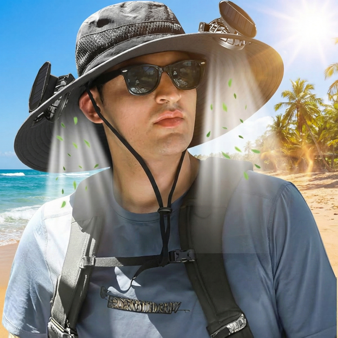Sombrero Solar "Anti-Calor" con Doble Turbina ☀️